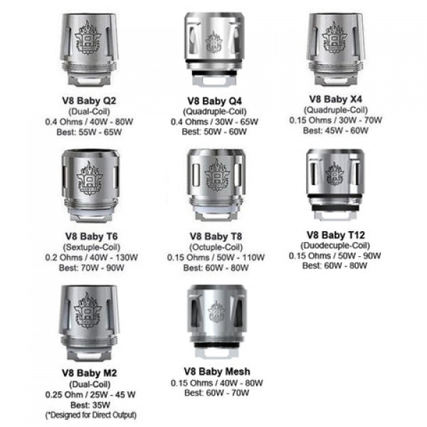 Smok TFV8 Baby Beast Coils / (X4, Q2, T6 & T8) Atomizer Heads (5 Pack)