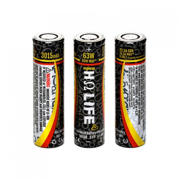 Hohm Tech Hohm Life 18650 INR 3015mAh 31.5A Flat Top Battery